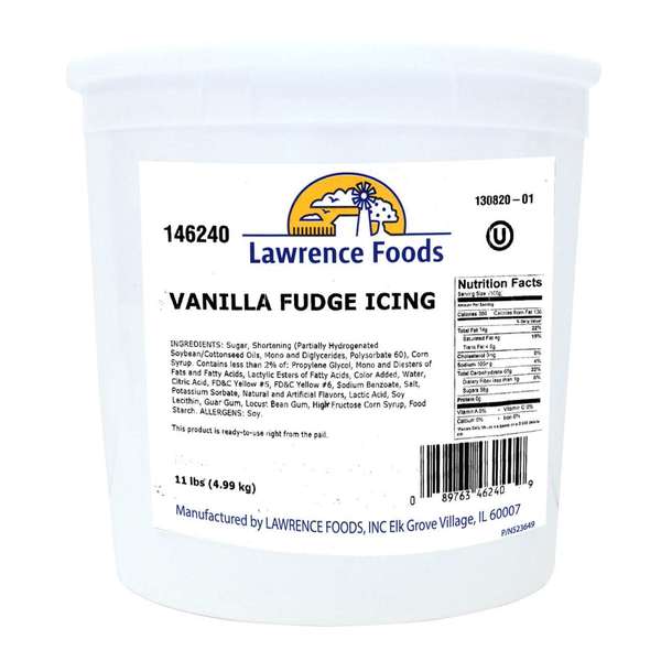 Lawrence Foods Lawrence Foods Vanilla Fudge Icing 11lbs Tub, PK2 146240
